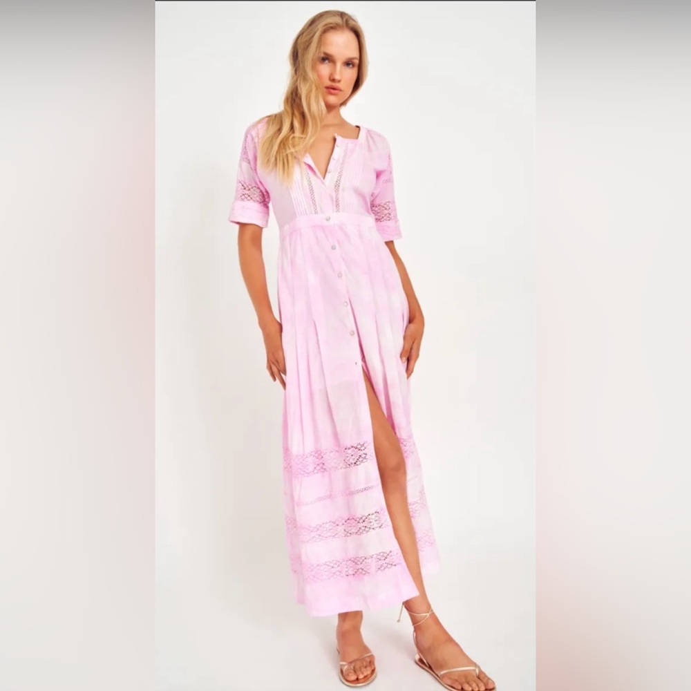 Love Shack Fancy Edie dress in pink size small
